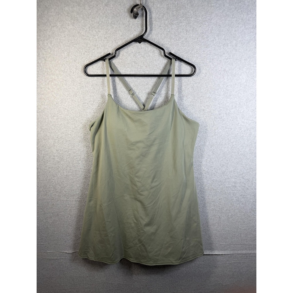 Danskin Dress Womens Large Green Tank Sleeveless Short Stretch Adjustable Straps